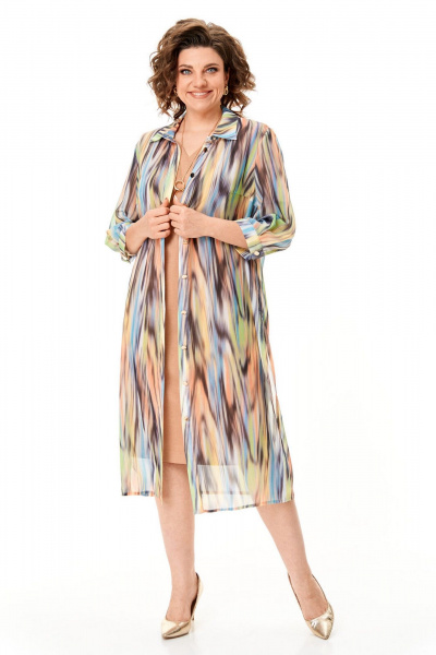 Блуза, платье VI ORO VR-1150 песок-разноцветный - фото 1