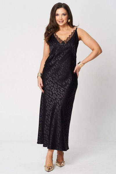 Платье LeNata 16464 черный-в- рисунок - фото 1