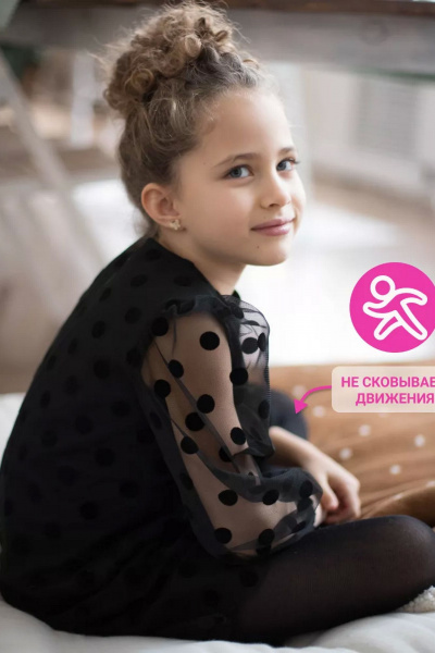 Нарядное платье для девочки с объемными рукавами из трикотажа Tammi 1Т30-23/1 черный - фото 4