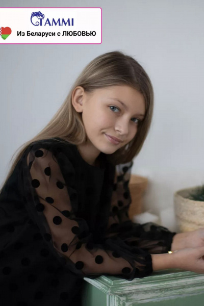 Нарядное платье для девочки с объемными рукавами из трикотажа Tammi 1Т30-23/1 черный - фото 2