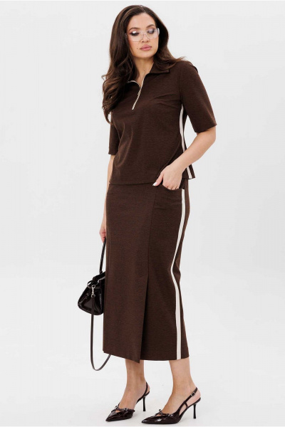 Джемпер, юбка Mislana 1178 шоколад - фото 7