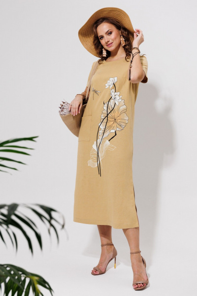 Платье Galean Style 963 песочный - фото 7