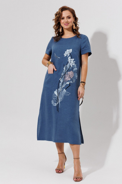 Платье Galean Style 963 синий - фото 11