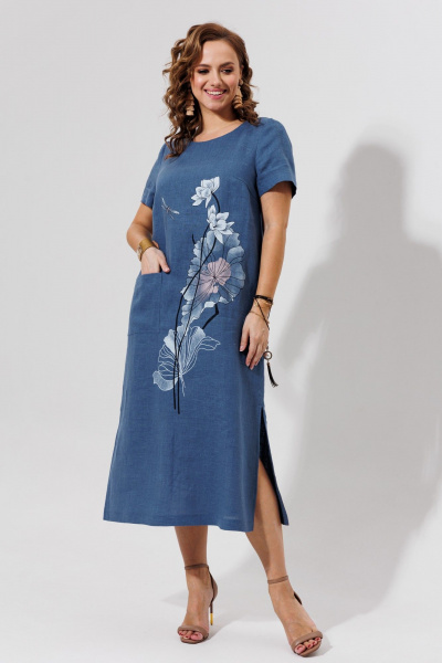 Платье Galean Style 963 синий - фото 9