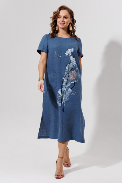 Платье Galean Style 963 синий - фото 8