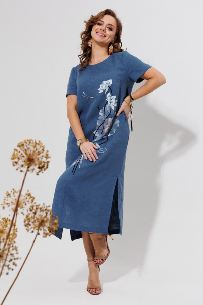 Платье Galean Style 963 синий - фото 5