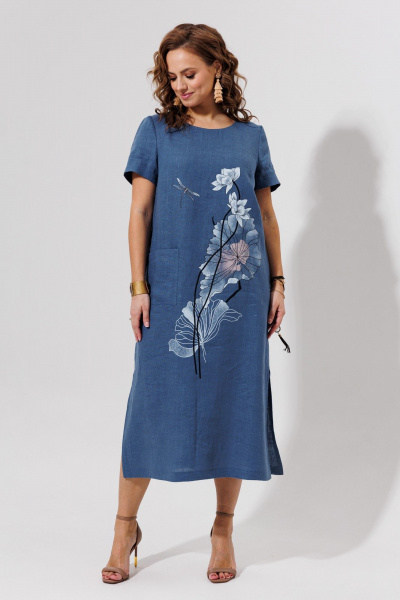 Платье Galean Style 963 синий - фото 3