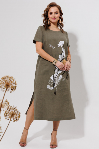 Платье Galean Style 963 светлый_хаки - фото 6