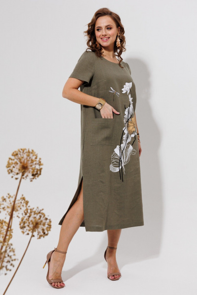 Платье Galean Style 963 светлый_хаки - фото 4