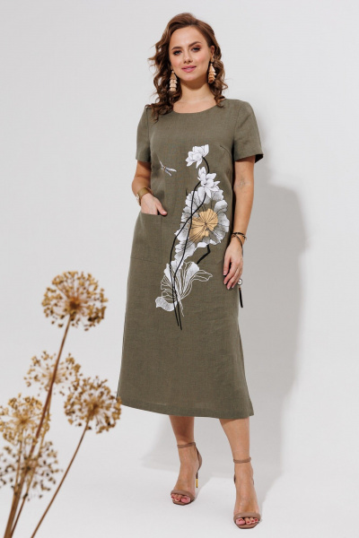 Платье Galean Style 963 светлый_хаки - фото 3
