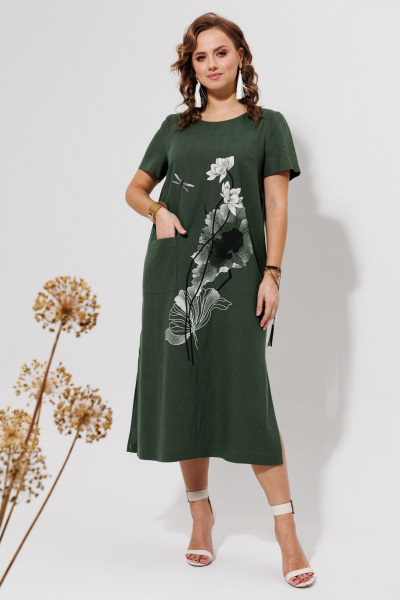 Платье Galean Style 963 темный_хаки - фото 2