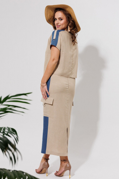 Блуза, юбка Galean Style 964 беж_с_синим - фото 14