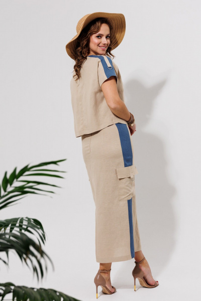 Блуза, юбка Galean Style 964 беж_с_синим - фото 13
