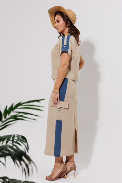 Блуза, юбка Galean Style 964 беж_с_синим - фото 9