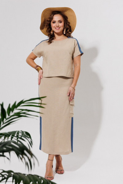 Блуза, юбка Galean Style 964 беж_с_синим - фото 1