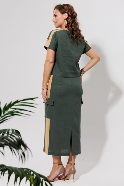 Блуза, юбка Galean Style 964 хаки_с_песочным - фото 15