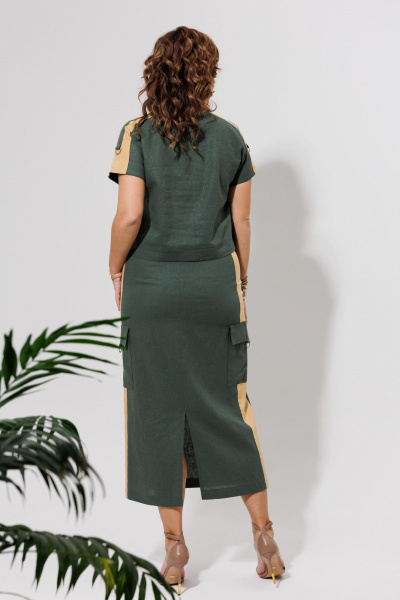 Блуза, юбка Galean Style 964 хаки_с_песочным - фото 14
