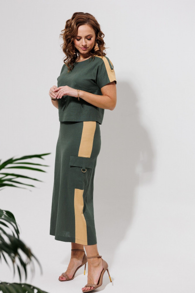 Блуза, юбка Galean Style 964 хаки_с_песочным - фото 13