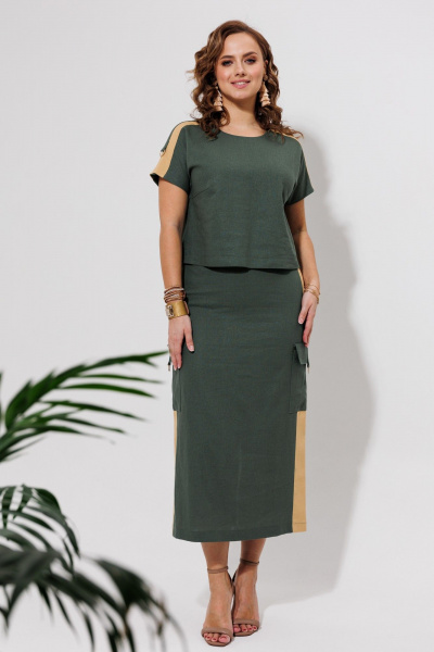 Блуза, юбка Galean Style 964 хаки_с_песочным - фото 1