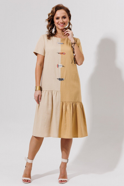 Платье Galean Style 968 беж_с_песочным - фото 1