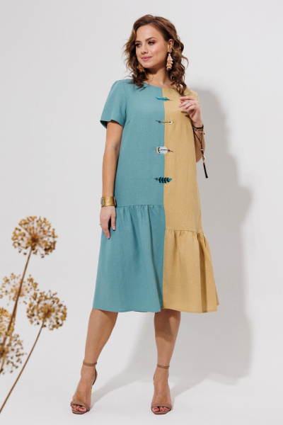 Платье Galean Style 968 голубой_с_песочным - фото 6