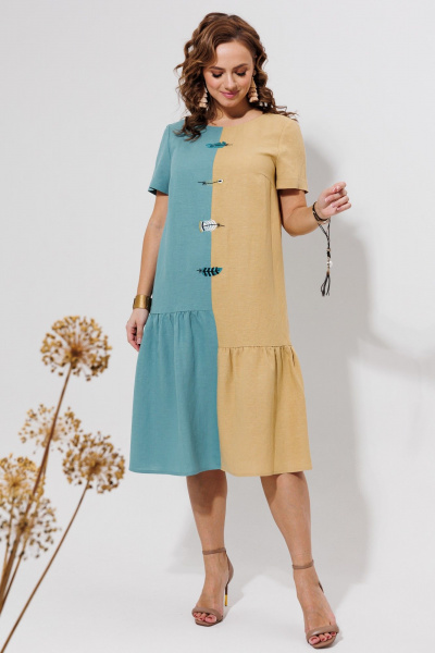 Платье Galean Style 968 голубой_с_песочным - фото 5