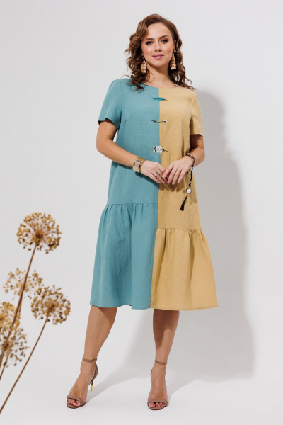 Платье Galean Style 968 голубой_с_песочным - фото 4