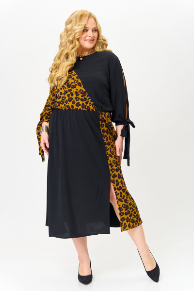 Платье OVERYOU М195 черный_леопард - фото 6
