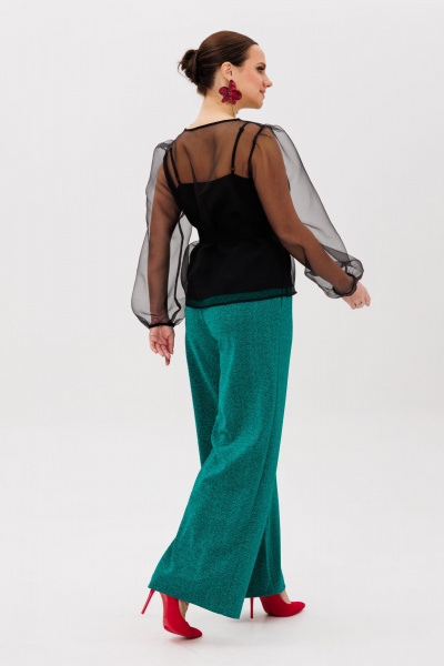 Блуза, брюки, топ Mubliz 267 черный-зеленый - фото 13