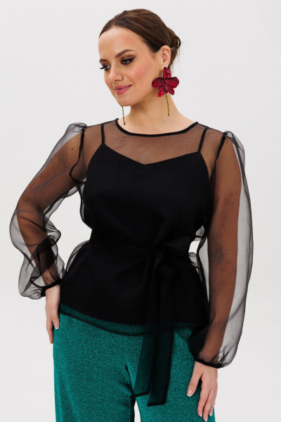 Блуза, брюки, топ Mubliz 267 черный-зеленый - фото 11