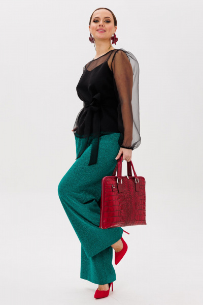 Блуза, брюки, топ Mubliz 267 черный-зеленый - фото 9