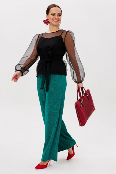 Блуза, брюки, топ Mubliz 267 черный-зеленый - фото 8