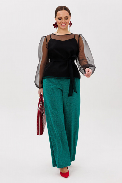 Блуза, брюки, топ Mubliz 267 черный-зеленый - фото 7