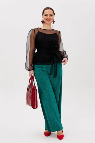 Блуза, брюки, топ Mubliz 267 черный-зеленый - фото 6
