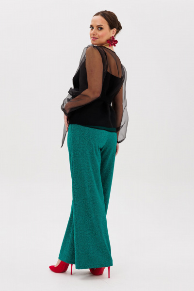 Блуза, брюки, топ Mubliz 267 черный-зеленый - фото 2