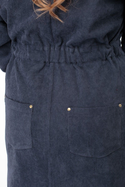 Вельветовое платье миди с карманами и поясом Anelli 920 серый - фото 5