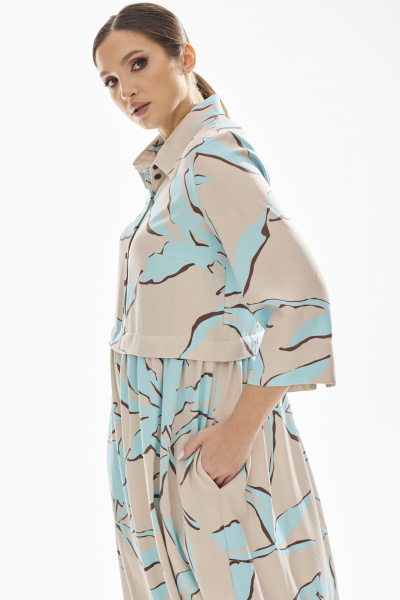 Платье из вискозы голубое свободного силуэта на лето DAVA 1172 серо-голубой - фото 8