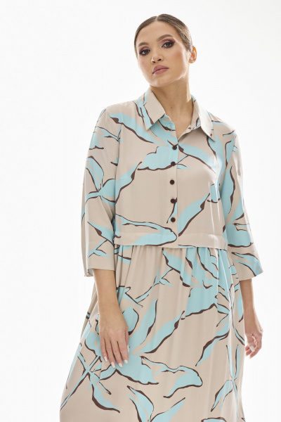 Платье из вискозы голубое свободного силуэта на лето DAVA 1172 серо-голубой - фото 7