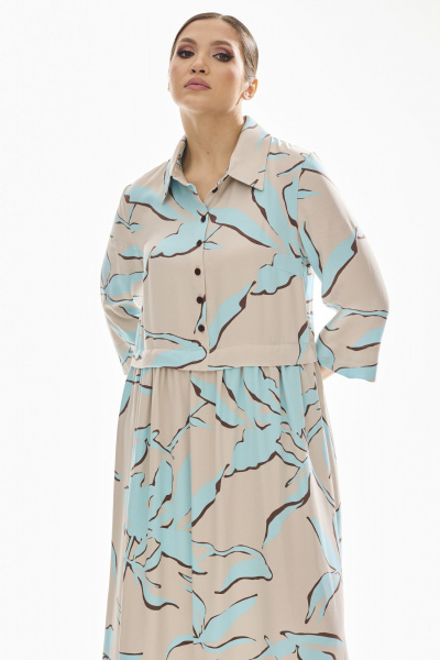 Платье из вискозы голубое свободного силуэта на лето DAVA 1172 серо-голубой - фото 6