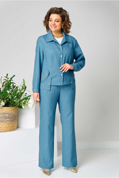 Брюки, жакет Асолия 1485 аква - фото 4