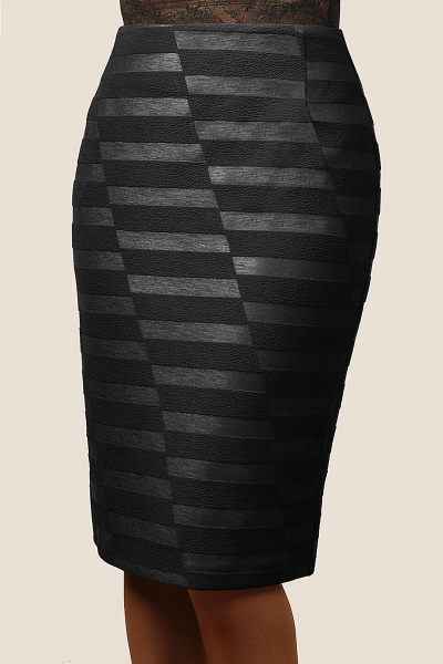 Классическая юбка из трикотажа черная с шлицей Klever 262 2-черный - фото 1