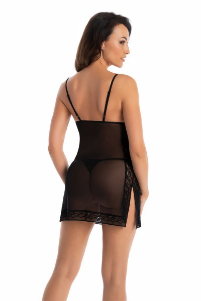 Комбинация из текстиля с кружевными боковыми вставками и разрезами Teyli 2124/170,176 черный - фото 2