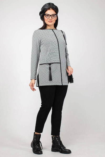 Туника La rouge 9044 серый-(клетка) - фото 3