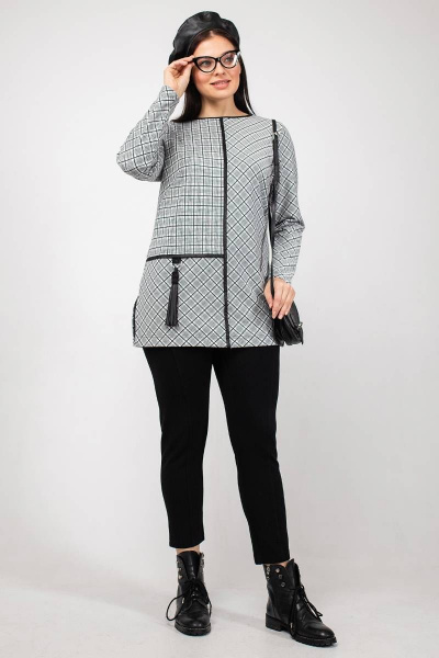 Туника La rouge 9044 серый-(клетка) - фото 2