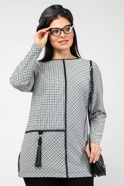 Туника La rouge 9044 серый-(клетка) - фото 1