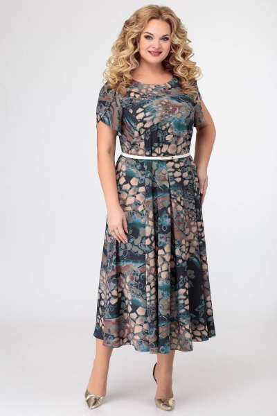 Жакет, платье Swallow 335 синие_камушки - фото 4