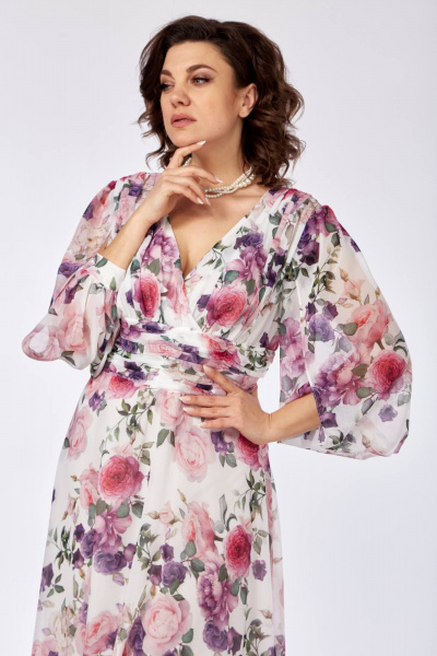 Платье Ольга Стиль С-915 розовый_цветы - фото 8