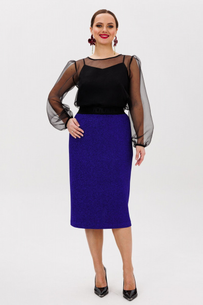 Блуза, топ, юбка Mubliz 258 черный-василек - фото 1