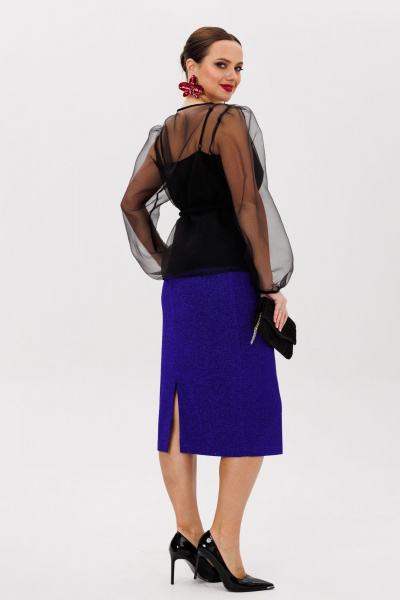 Блуза, топ, юбка Mubliz 258 черный-василек - фото 3
