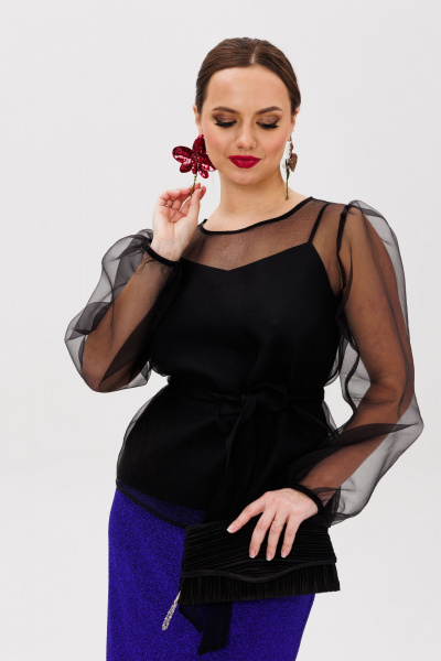 Блуза, топ, юбка Mubliz 258 черный-василек - фото 7